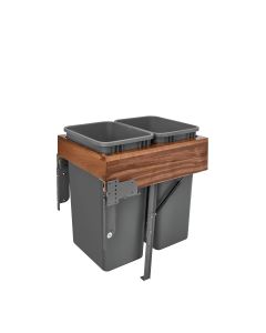 Double Top Mount Rev-A-Motion™ Walnut 50 Quart Waste Containers Orion Gray, SKU: 4WCTM-WNRM-2150DM-2