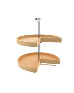 24in pie-cut wood lazy susan - 2 shelf set with hardware natural, sku: 4wls942-24-52