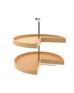 28in pie-cut wood lazy susan - 2 shelf set with hardware natural, sku: 4wls942-28p-52