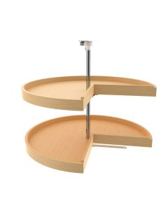 31in pie-cut wood lazy susan - 2 shelf set with hardware natural, sku: 4wls942-31-52