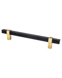 Matte Black Bar and Modern Brushed Gold Posts 160mm Pull - Rivet Rebel by Berenson - 5111-455MDB-P