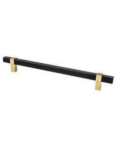 Matte Black Bar and Modern Brushed Gold Posts 224mm Pull - Rivet Rebel by Berenson - 5112-455MDB-P