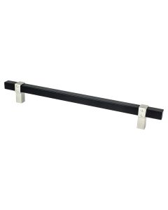 Matte Black Bar and Brushed Nickel Posts 224mm Pull - Rivet Rebel by Berenson - 5118-455BPN-P