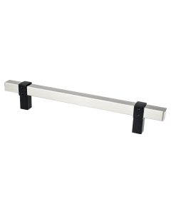 Brushed Nickel Bar and Matte Black Posts 160mm Pull - Rivet Rebel by Berenson - 5123-4BPN55-P