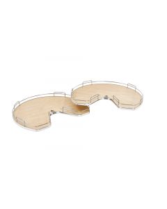 32” Maple Tray Set with Chrome Rail for Collapsible Lazy Susan