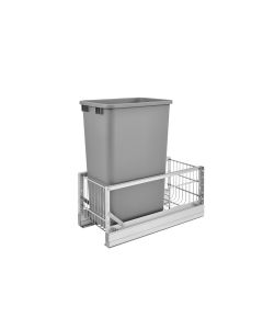Pull-Out Waste Container with 50 Quart Metallic Silver Container, SKU: 5349-1550DM-117