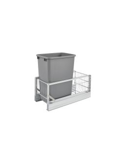 Pull-Out Waste Container with 35 Quart Metallic Silver Container, SKU: 5349-15DM-117