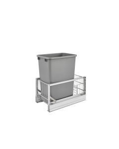 Pull-Out Waste Container with 35 Quart Metallic Silver Container - 18" Slides, SKU: 5349-15DM18-117-OB