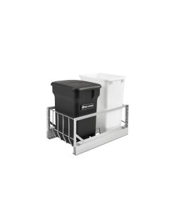 Double Waste Soft-close Aluminum Pullout with Compo+ bin Black and White Waste Container, SKU: 5349-18CKBK-2