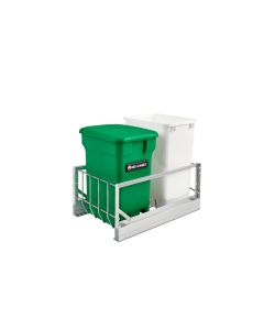 Double Waste Soft-close Aluminum Pullout with Compo+ bin Green and White Waste Container, SKU: 5349-18CKGR-2