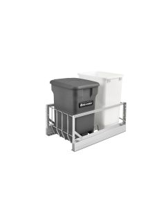 Double Waste Soft-close Aluminum Pullout with Compo+ bin Orion Gray and White Waste Container, SKU: 5349-18CKOG-2