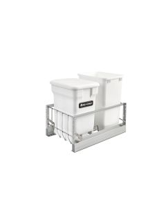 Double Waste Soft-close Aluminum Pullout with Compo+ bin White and White Waste Container, SKU: 5349-18CKWH-2