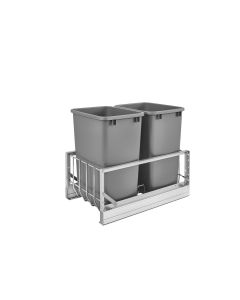 Pull-Out Waste Container with 2 - 35 Quart Metallic Silver Containers, SKU: 5349-18DM-217
