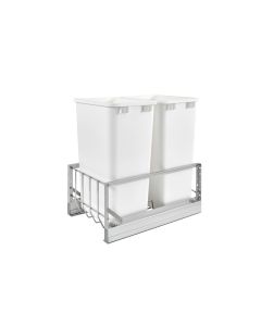 Pull-out waste container with 2 - 50 quart white containers, sku: 5349-2150dm-2 - 5349-2150DM2-1
