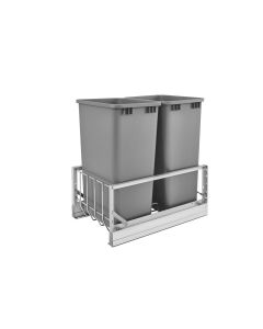 Pull-Out Waste Container with 2 - 50 Quart Metallic Silver Containers, SKU: 5349-2150DM-217