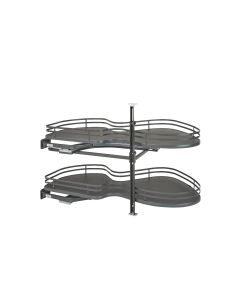 Orion Gray Left-Handed Two-Tier Organizer for Blind Corner Cabinets With 21" Opening, SKU: 5372-21-FOG-L