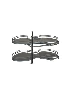 Orion Gray Right-Handed Two-Tier Organizer for Blind Corner Cabinets With 21" Opening, SKU: 5372-21-FOG-R
