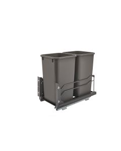 Double 27Qt Undermount Soft-Close Waste Containers - Orion Gray, SKU: 53WC-1527SCDM-213