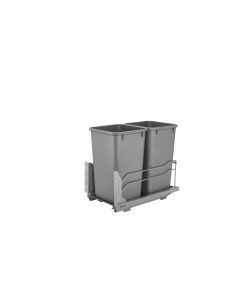 Double 27Qt Undermount Soft-Close Waste Containers - Silver, SKU: 53WC-1527SCDM-217