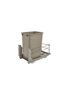 Single Bottom Mount Waste Container Pullout in Champagne Frame with Soft-Close Slides, SKU: 53WC-1535SCDM-112