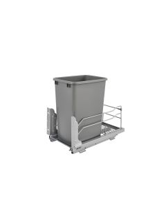 Single Bottom Mount Waste Container Pullout in Chrome Frame with Soft-Close Slides, SKU: 53WC-1535SCDM-117