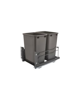 DOUBLE 35 Quart BOTTOM MOUNT WASTE PULLOUT IN Orion Gray Frame with Soft-Close Slides, SKU: 53WC-1835SCDM-213