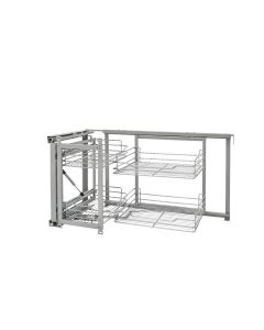 Non-Handed Soft-Close Organizer for Blind Corner Cabinets with 15" Opening Chrome, SKU: 5707-15CR