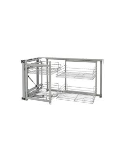 Non-Handed Soft-Close Organizer for Blind Corner Cabinets with 18" Opening Chrome, SKU: 5707-18CR