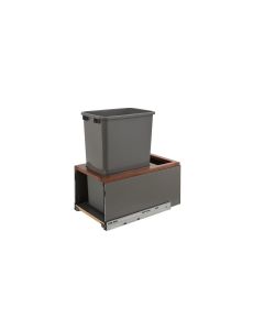 Single Bottom Mount LEGRABOX 50QT Waste Container Pullout in Orion Gray/Natural Frame with Soft-Close Slides, SKU: 5LB-1550OGWN-113