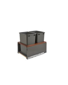 Double 35QT LEGRABOX Waste Container Pullout IN Orion Gray Frame with Soft-Close, SKU: 5LB-1835OGWN-213