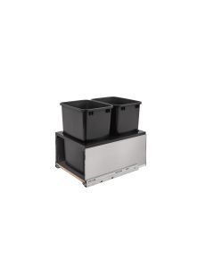 Double 35QT LEGRABOX Waste Container Pullout IN Stainless Steel Frame with Soft-Close, SKU: 5LB-1835SSBL-218