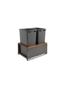 Double 50QT LEGRABOX Waste Container Pullout IN Orion Gray Frame with Soft-Close, SKU: 5LB-1850OGWN-213