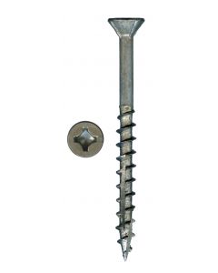 # 8-9 X 1 1/4" Square/Phillips Flat Head With Nibs Under Head Coarse Thread Screws Double Type17 Plain Steel Sold In Box 1000