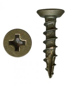 # 6-13 X 5/8" Phillips Flat Undercut Head Coarse Thread Type 17 Antique Brass Plated Screws Sold In Box 25000