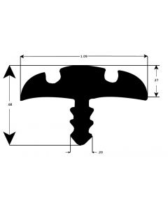 Rehau Twin Groove T-Mold 0.27" 1-3/32" 150' Black - 618746-001