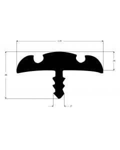 Rehau Twin Groove T-Mold 0.26in. 1-1/4in. 120' Black - 618756-001 - Discontinued