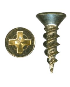 # 4-22 X 5/8" Phillips Flat Head Twinfast Thread Bright Brass Plated Screws Sold In Box 1000