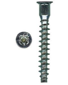 M7-0 X 50MM Pozi Flat Head Confirmat With Nibs Coarse Thread Blunt Point Zinc Plated Screws  Sold In Box 100