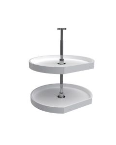 22" D-Shape Lazy Susan -2 Shelf Set White