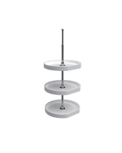 20" D-Shape Lazy Susan -3 Shelf Set, 36" lower shaft for 38" and 46" Cabinets White