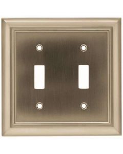 Satin Nickel 6-11/16in. [170.00MM] 2 Toggle Wall Plate by Brainerd sold in Each - 64208 - Discontinued