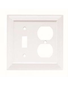 White 6-29/32in. [175.00MM] 1 Toggle 2 Plug Wall Plate by Brainerd sold in Each - 64544 - Discontinued
