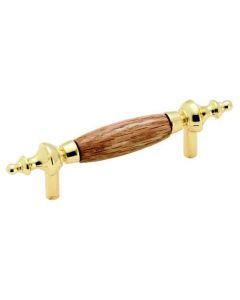 Polished Brass / Oak Barrel Pull by Amerock 69143 - Discontinued