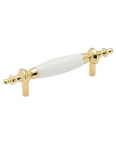 Polished Brass / White 3in. Barrel Pull by Amerock BP69144 - Discontinued