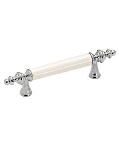 White / Polished Chrome 3in. [76.20MM] Barrel Pull by Amerock sold in Each - 76242-26W - Discontinued