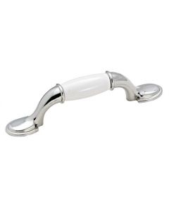 White / Polished Chrome 3in. [76.20MM] Barrel Pull by Amerock sold in Each - 76245-26W - Discontinued