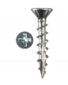 # 8-9 X 1" Phillips Flat Head With Nibs Under Head Coarse Thread Double Type17 Zinc Plated Screws Sold In Box 1000