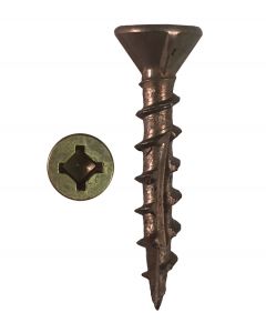 # 8-9 X 1" Square/Phillips Flat Head With Nibs Under Head Coarse Thread Double Type17 Plain Steel Screws Sold In Box 11000