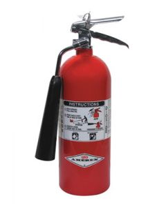 Amerex® 5 Pound Stored Pressure Carbon Dioxide 5-B:C Fire Extinguisher For Class B And C Fires With Chrome Plated Brass Valve, Wall Bracket And Horn