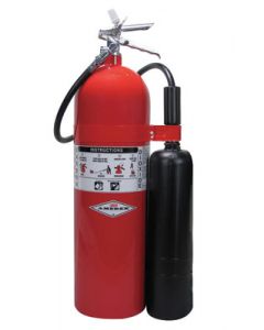 Amerex® 20 Pound Stored Pressure Carbon Dioxide 10-B:C Fire Extinguisher For Class B And C Fires With Chrome Plated Brass Valve, Wall Bracket, Hose And Horn